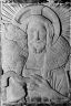 The Good Shepherd, detail from the pulpit, Church of Chauny, stone